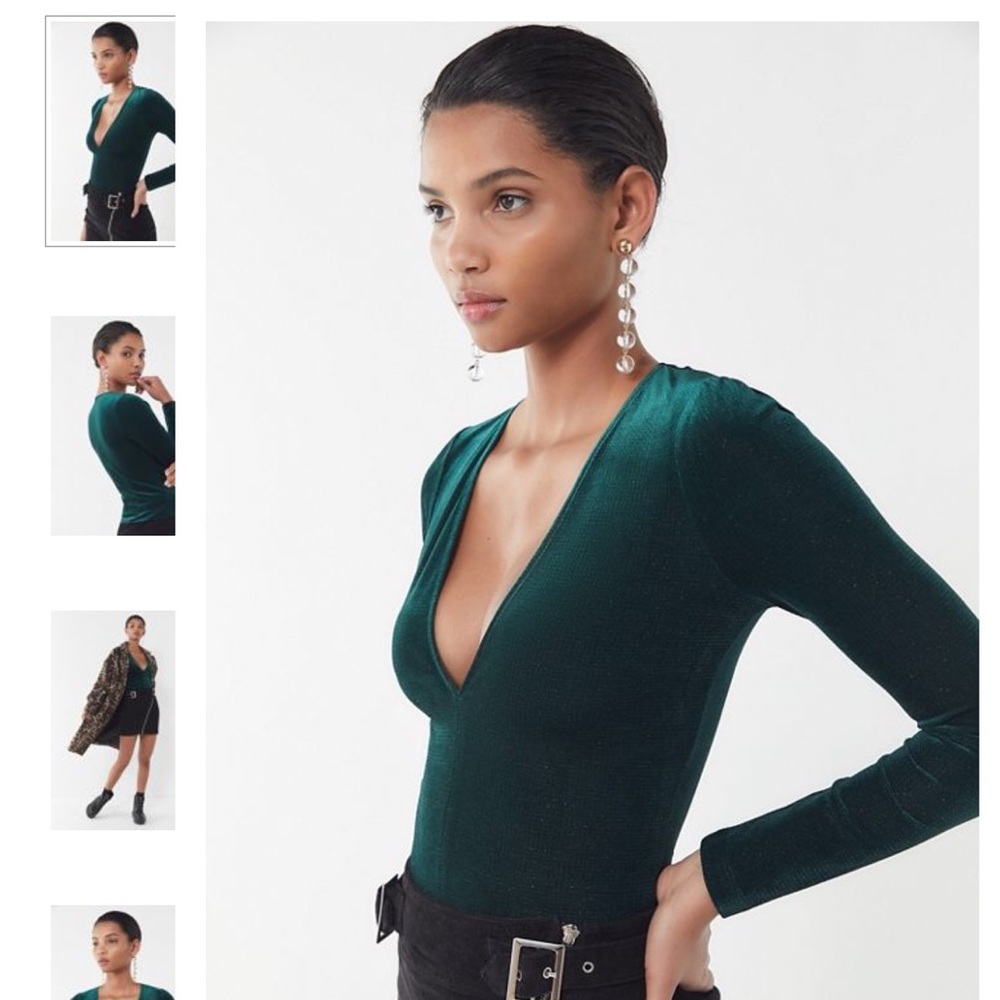 UO Bree Velvet Plunging Long Sleeve Top SOLD OUT!